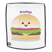 Cute happy kawaii hamburger cartoon rugtassen (Verwijderbaar gezicht)