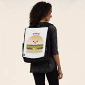 Cute happy kawaii hamburger cartoon rugtassen (Gedragen)