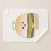Cute happy kawaii hamburger cartoon sherpa deken (Voorkant (horizontaal))
