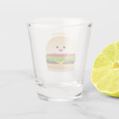 Cute happy kawaii hamburger cartoon shot glas (Achterkant)