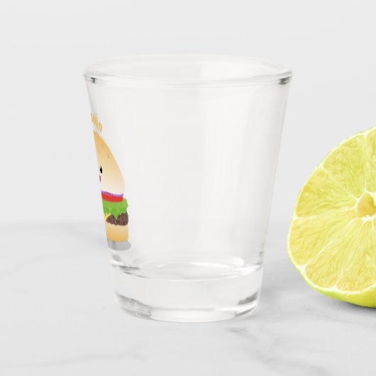 Cute happy kawaii hamburger cartoon shot glas (Rechts)