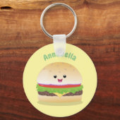 Cute happy kawaii hamburger cartoon sleutelhanger (Voorkant)