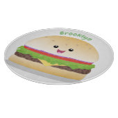 Cute happy kawaii hamburger cartoon snijplank (Hoek)