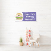 Cute happy kawaii hamburger cartoon spandoek (Insitu)