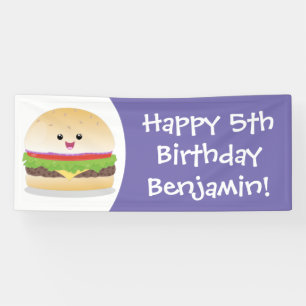 Cute happy kawaii hamburger cartoon spandoek