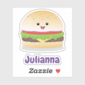 Cute happy kawaii hamburger cartoon sticker (Vel)
