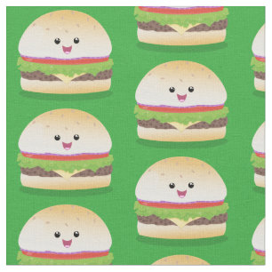 Cute happy kawaii hamburger cartoon stof