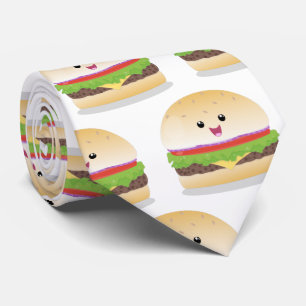 Cute happy kawaii hamburger cartoon stropdas
