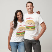 Cute happy kawaii hamburger cartoon t-shirt (Unisex)