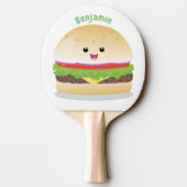 Cute happy kawaii hamburger cartoon tafeltennisbatje (Achterkant)