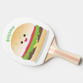 Cute happy kawaii hamburger cartoon tafeltennisbatje (Zijkant)