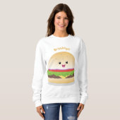 Cute happy kawaii hamburger cartoon trui (Voorkant volledig)