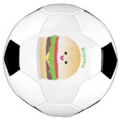 Cute happy kawaii hamburger cartoon voetbal (Gedraaid)