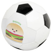 Cute happy kawaii hamburger cartoon voetbal (Drie kwart)