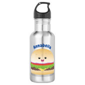 Cute happy kawaii hamburger cartoon waterfles  (Voorkant)