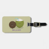 Cute happy kawaii kosnots cartoon illustratie bagagelabel (Voorkant horizontaal)