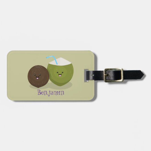 Cute happy kawaii kosnots cartoon illustratie bagagelabel (Voorkant horizontaal)