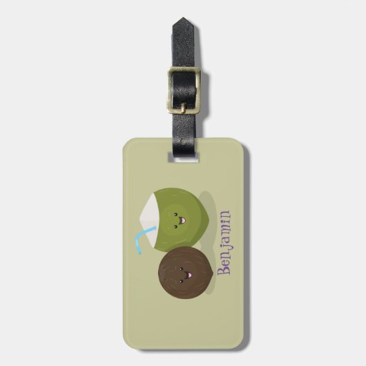 Cute happy kawaii kosnots cartoon illustratie bagagelabel (Voorkant verticaal)