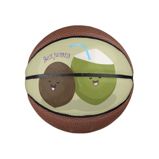 Cute happy kawaii kosnots cartoon illustratie basketbal (Voorkant)