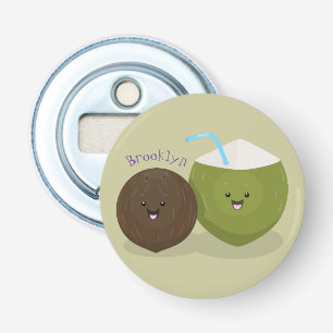 Cute happy kawaii kosnots cartoon illustratie button flesopener