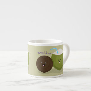 Cute happy kawaii kosnots cartoon illustratie espresso kop