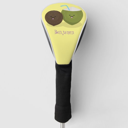 Cute happy kawaii kosnots cartoon illustratie golfheadcover (Voorkant)