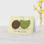 Cute happy kawaii kosnots cartoon illustratie kaart (Gele Bloem)