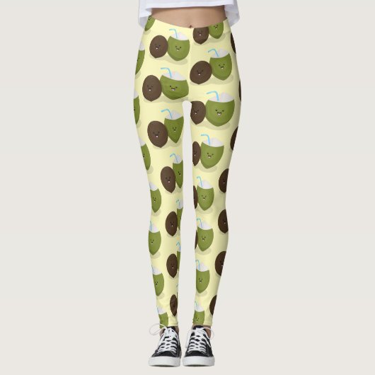 Cute happy kawaii kosnots cartoon illustratie leggings (Voorkant)