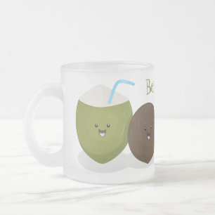 Cute happy kawaii kosnots cartoon illustratie matglas koffiemok