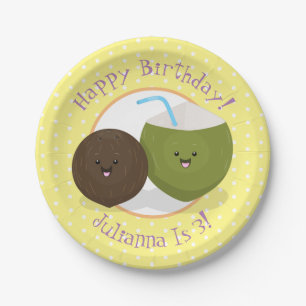 Cute happy kawaii kosnots cartoon illustratie papieren bordje