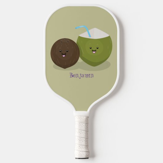Cute happy kawaii kosnots cartoon illustratie pickleball paddle (Voorkant)