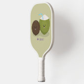 Cute happy kawaii kosnots cartoon illustratie pickleball paddle (Links)