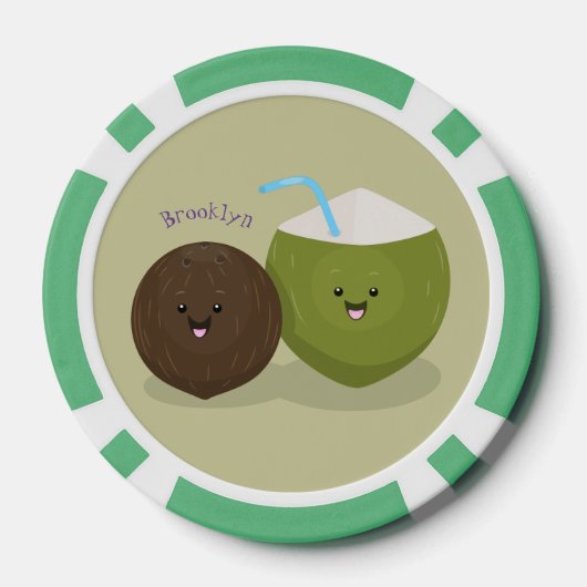 Cute happy kawaii kosnots cartoon illustratie poker chips (Achterkant)