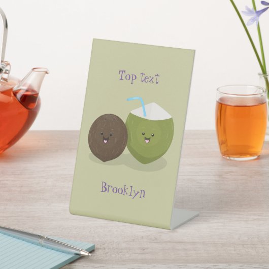 Cute happy kawaii kosnots cartoon illustratie reclamebord met voetstuk (Insitu)