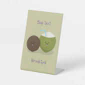 Cute happy kawaii kosnots cartoon illustratie reclamebord met voetstuk (Voorkant)