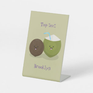 Cute happy kawaii kosnots cartoon illustratie reclamebord met voetstuk