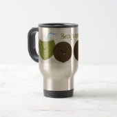 Cute happy kawaii kosnots cartoon illustratie reisbeker (Voorkant links)