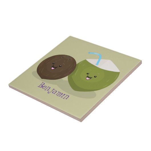 Cute happy kawaii kosnots cartoon illustratie tegeltje (Zijkant)