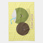 Cute happy kawaii kosnots cartoon illustratie theedoek (Verticaal)