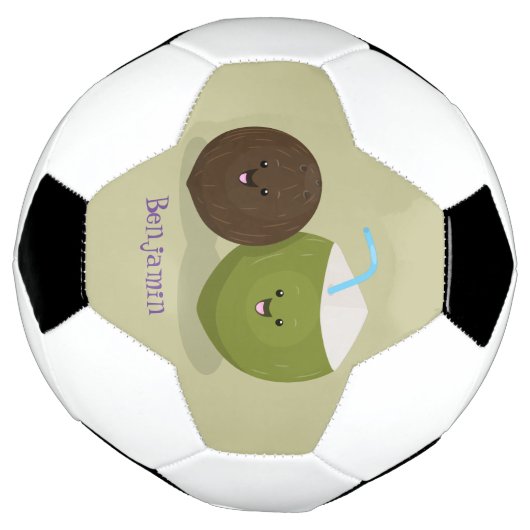 Cute happy kawaii kosnots cartoon illustratie voetbal (Gedraaid)