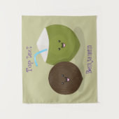 Cute happy kawaii kosnots cartoon illustratie wandkleed (Voorkant)