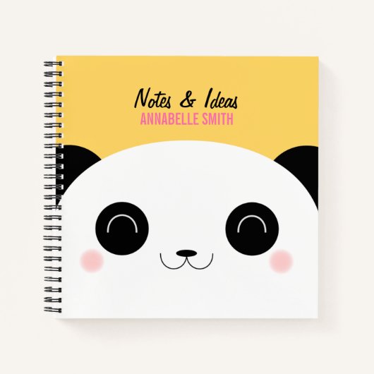 Cute Happy Kawaii Panda Beer Notitieboek (Voorkant)