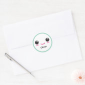 Cute Happy Kawaii Smile Customizable Sticker Teal (Envelop)
