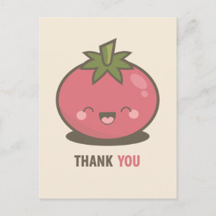 Cute Happy Kawaii Tomato Dank u Briefkaart