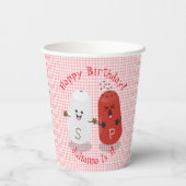 Cute happy kawaii zout en peper cartoon papieren bekers (Achterkant)