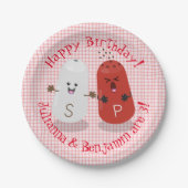 Cute happy kawaii zout en peper twins cartoon papieren bordje (Voorkant)