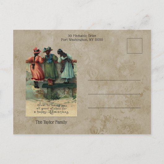 Cute  Happy Kerstgroet Briefkaart (Achterkant)