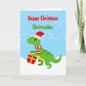 Cute Happy Kerstmis Dinosaur T Rex Kaart (Voorkant)