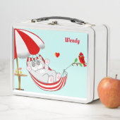 Cute Happy Kitty Cat, Heart en Red Little Bird (In situ)