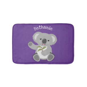 Cute happy koala waving cartoon illustratie badmat